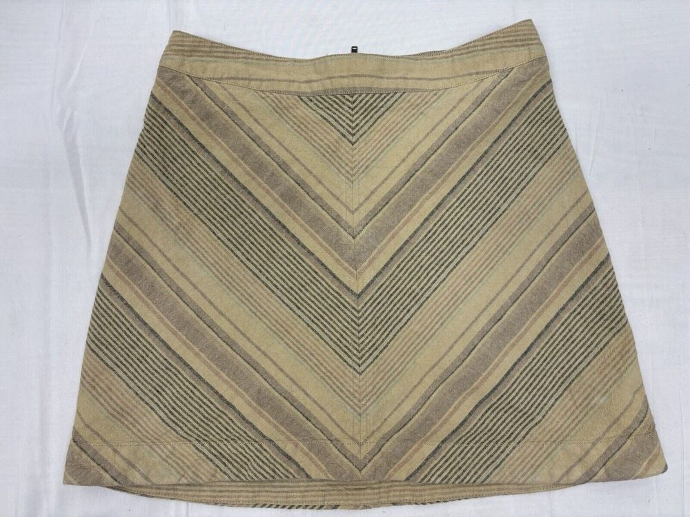 Free People Yours Truly Chevron Mini Skirt Boho Preppy Womens 4 Beige Tan